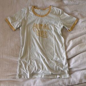 The Bee & The Fox Animal Lover Graphic Ringer  Tee Short Sleeveve T-Shirt Size L